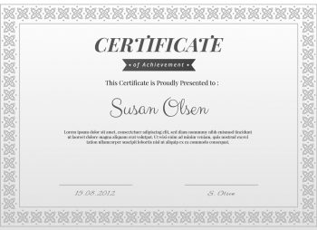 Certificate: Susan Olsen